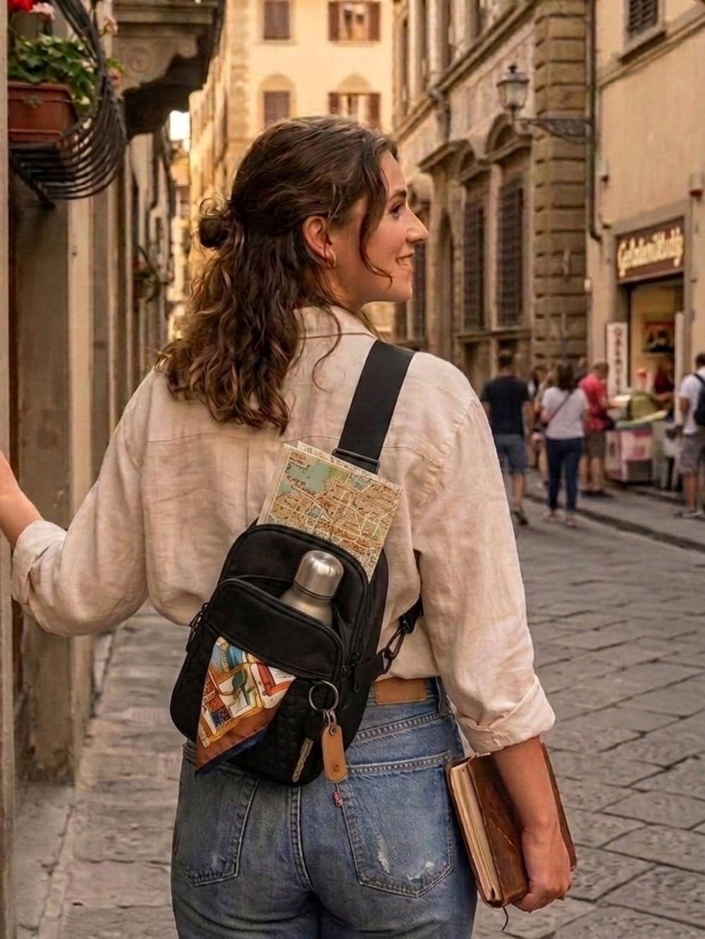 Antik Kraft ✨Reversible Shoulder Sling Bag ✨Black Woven Nylon✨ Travel Backpack